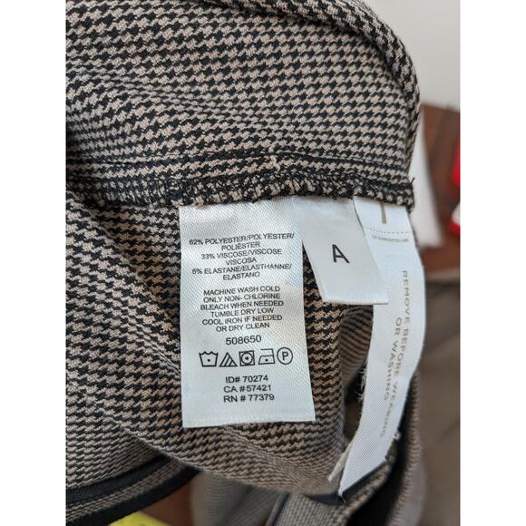 Ann Taylor Houndstooth Dress Pants 2 Black Brown Ankle Slit High Rise Trousers - Picture 6 of 11